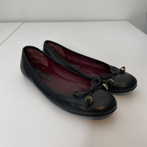 Marc by Marc Jacobs Black Leather Round Toe Ballet Flats Size 39.5 - Picture 1 of 9